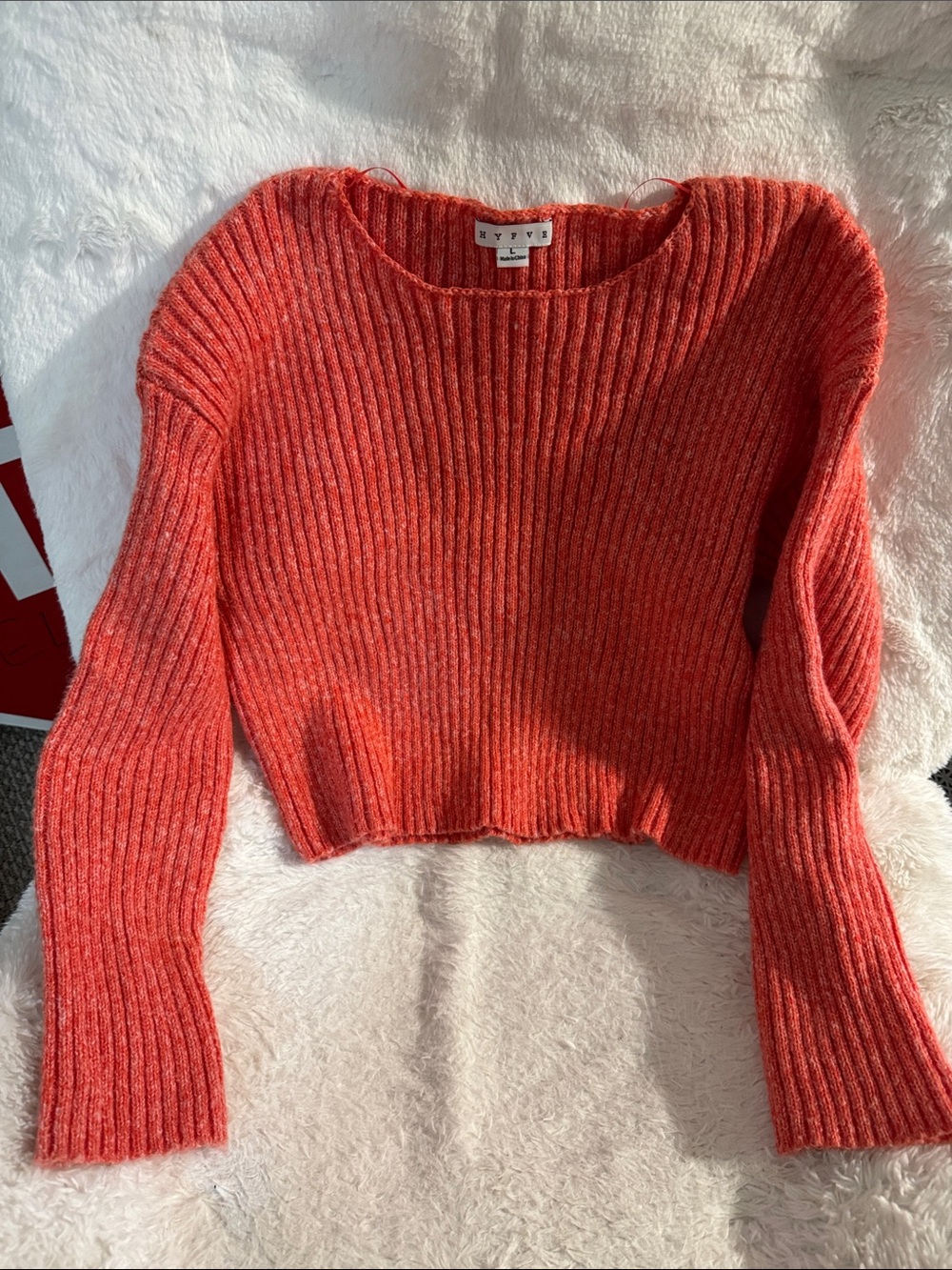 HYFVE Ribbed Crewneck Sweater — Coral